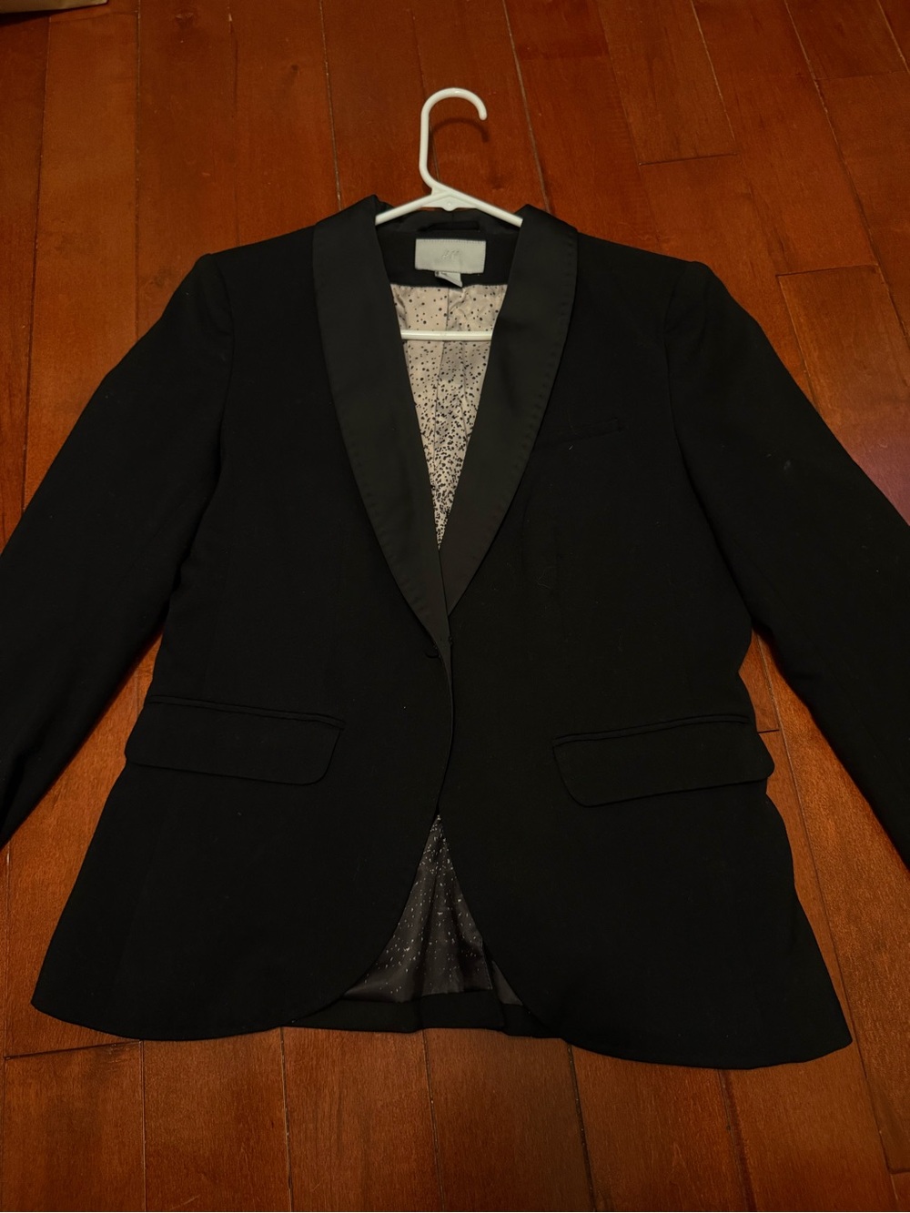 H&M Black Satin-Lapel Women's Blazer